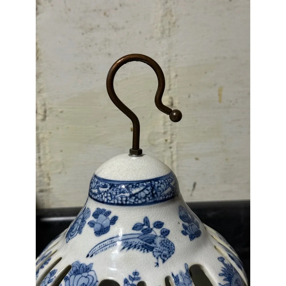 Victoria Ware Ironstone Blue White Birdcage Candle Lantern Chinoiserie